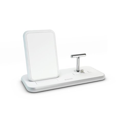 ZENS Stand+Dock Dual Wireless Charger Aluminium 10W - White WORLDWIDE DELIVERY