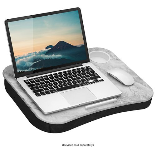 LapGear - Cup Holder Lap Desk for 15.6" Laptop - White Marble
