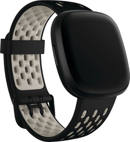 Fitbit - Sense & Versa 3 Sport Accessory Band - Black/ Lunar White