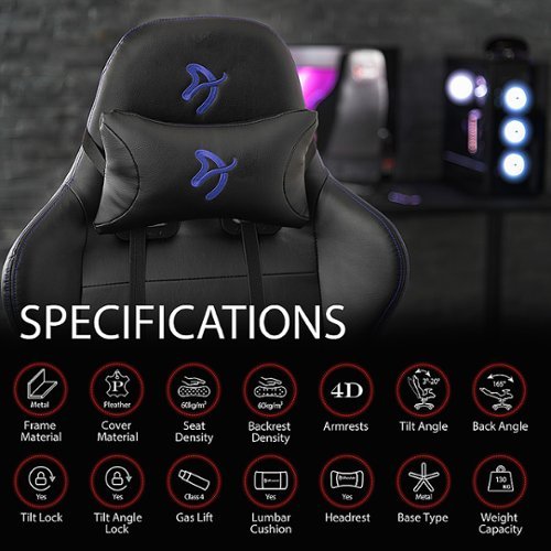 Arozzi - Verona Signature Premium PU Leather Ergonomic Gaming Chair - Black - Blue Accents