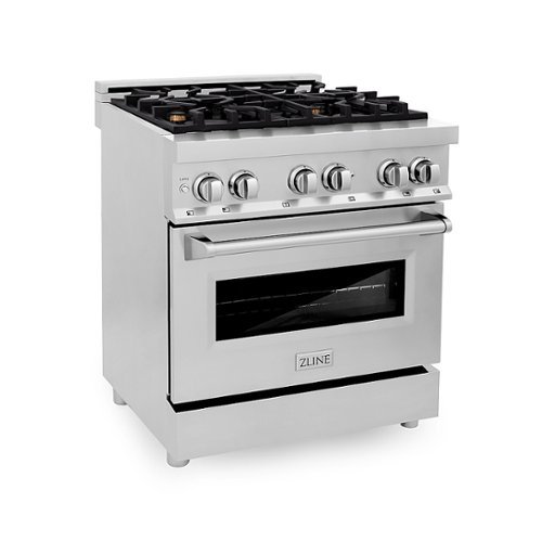 ZLINE - 4.0 cu. ft. Dual Fuel Range with Gas Stove and Electric Oven with Brass Burners - Stainless steel