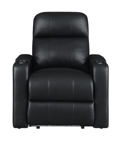 RowOne - Prestige Straight 2-Arm Leather Power Recline Home Theater Seating - Black