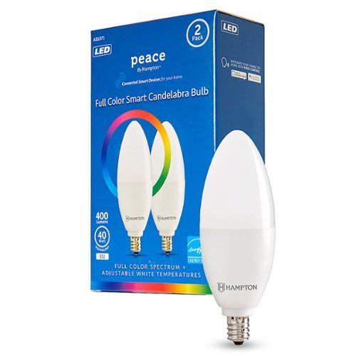 Peace by Hampton - Full Color Candelabra LED Smart Wi-Fi Bulb (2-Pack) - Adjustable White