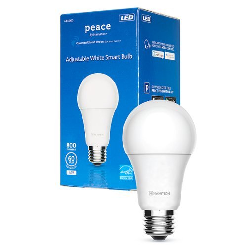 Peace by Hampton - Adjustable White A19 LED Smart Wi-FI Bulb (1-Pack) - Adjustable White