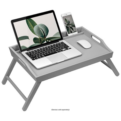 Rossie Home - Wood Media Bed Tray for 17.3" Laptop or Tablet - Calming Gray