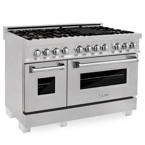 ZLINE - Professional 6.0 cu. ft. 7 Dual Fuel Range in DuraSnow® Stainless Steel with Brass Burners - Stainless steel look