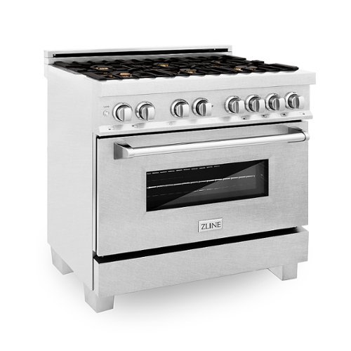 ZLINE - Professional 4.6 cu. ft. 6 Dual Fuel Range in DuraSnow® Stainless Steel with Brass Burners - Stainless steel