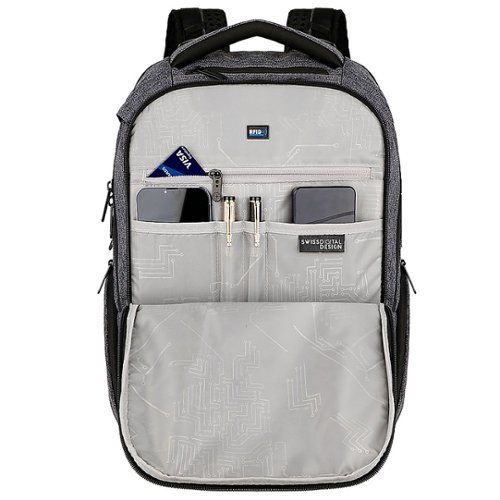 Swissdigital Design Zion Massaging Backpack - Charcoal BUY ONLINE