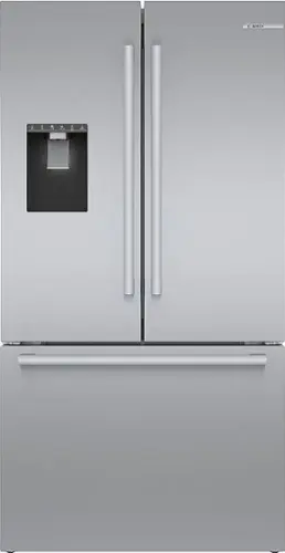 Front. Bosch - 500 Series 21 Cu. Ft. French Door Counter-Depth Smart Refrigerator with External Water and Ice Maker - Stainless Steel.