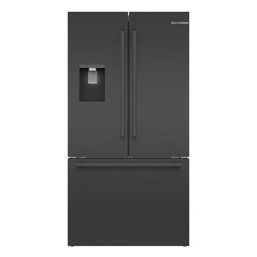 Bosch - 500 Series 21 Cu. Ft. French Door Counter-Depth Smart Refrigerator with External Water and Ice Maker - Black stainless steel