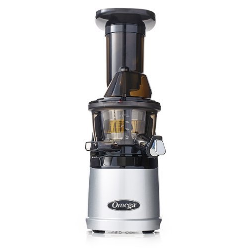 Omega - MegaMouth Vertical Low Speed Juicer with Smart Cap Spout Tap - Silver