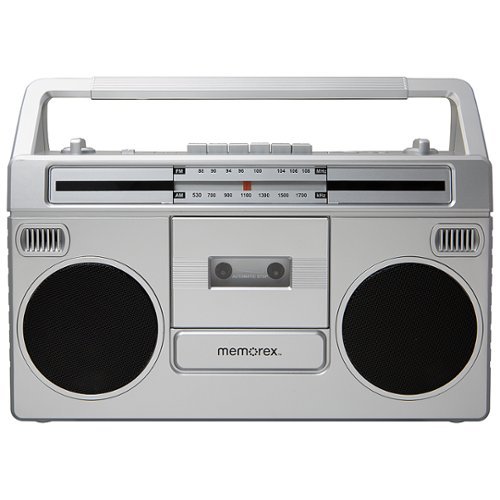 Memorex Retro Bluetooth Boombox with Cassette Player/Recorder and Radio - Silver GLOBAL SHIPPING