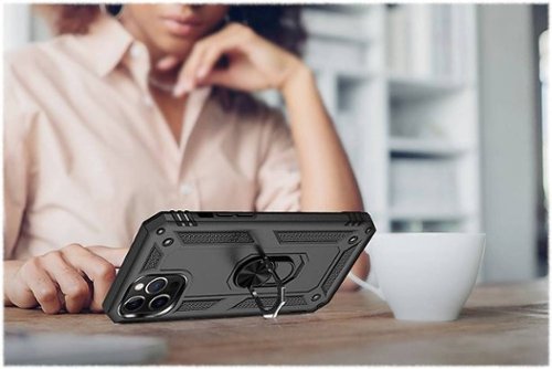SaharaCase Military Kickstand Series Carrying Case for Apple iPhone 12 and 12 Pro - Black BUY IN SINGAPORE