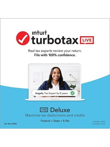 Intuit - TurboTax Live Online Deluxe Federal + State 2020 (1-User) - Android, Chrome, Mac OS, Windows, Apple iOS-Front_Standard 
