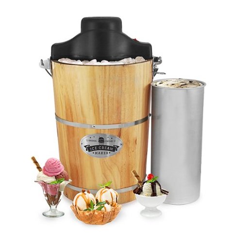 Elite Gourmet - 6Qt. Old Fashioned Pine Bucket Electric/Manual Ice Cream Maker - Pine
