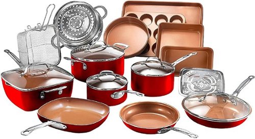 Gotham Steel - Non Stick Aluminum 20pc Complete Cookware and Bakeware Set - Red