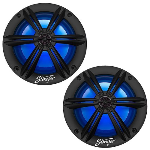 Stinger - 6.5” 2-Way Marine Coaxial LED Illuminated Speakers with Poly Carbon Cones (Pair) - Black
