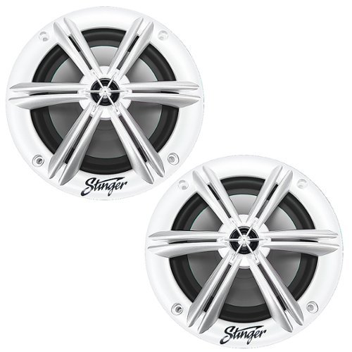 Stinger - 6.5” 2-Way Marine Coaxial Speakers with Poly Carbon Cones (Pair) - White
