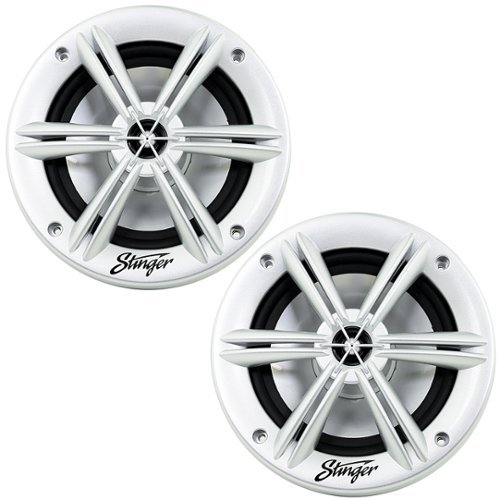 Stinger - 6.5” 2-Way Marine Coaxial Speakers with Poly Carbon Cones (Pair) - Silver