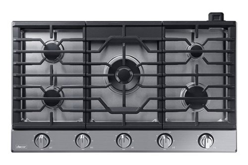 Dacor - Transitional 36" Built-In Gas Cooktop with 6 burners and SimmerSear™, Liquid Propane Convertible - Silver stainless steel