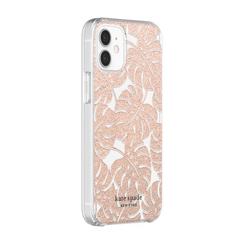 kate spade new york - Protective Hardshell Case for Apple iPhone 12 mini - Island Leaf Pink Glitter-Alt_View_Standard_3 