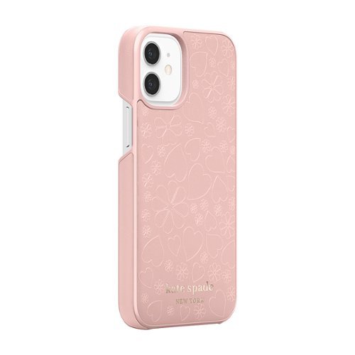 kate spade new york Wrap Hard shell Case for Apple iPhone 12 mini - Pale Vellum Lambskin/Printed Clover Heart WORLDWIDE DELIVERY