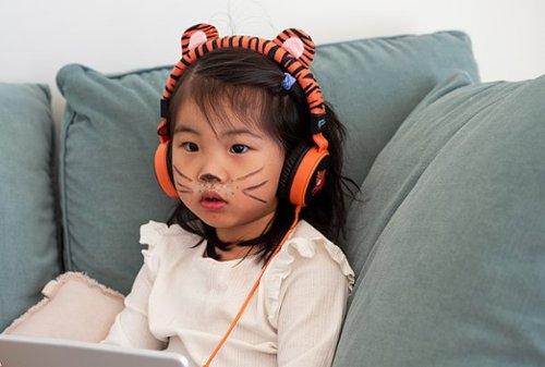 Planet Buddies Furry Kids Linkable Wired Headphones (Charlie the Tiger) - Orange HOW TO BUY