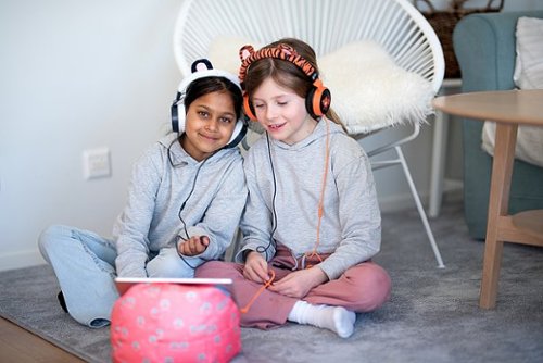 Planet Buddies Furry Kids Linkable Wired Headphones (Charlie the Tiger) - Orange BUY IN AUSTRALIA
