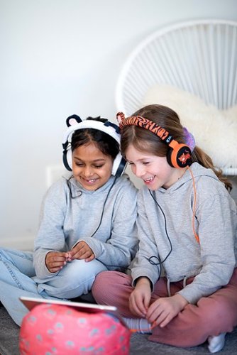 Planet Buddies Furry Kids Linkable Wired Headphones (Charlie the Tiger) - Orange BUY IN SINGAPORE