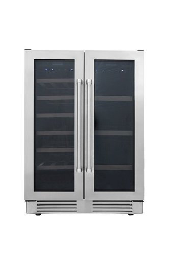 Thor Kitchen - 21 Wine Bottle Capacity and 95 Can Dual Zone French Door Wine and Beverage Center - Stainless Steel