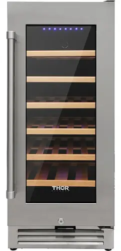 Front. Thor Kitchen - 33 Bottle Built-in Dual Zone Wine and Beverage Cooler - Stainless Steel.