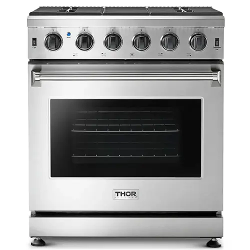 Front. Thor Kitchen - 4.55 Cu.Ft Freestanding Liquid Propane Gas Convection Range - Stainless Steel.
