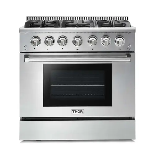 Front. Thor Kitchen - 5.2 cu. ft. Freestanding Liquid Propane Gas Convection Range - Stainless Steel.