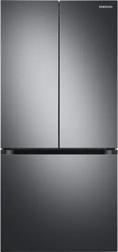 Front. Samsung - 17.5 cu. ft. 3-Door French Door Counter Depth Smart Refrigerator with Twin Cooling Plus - Black Stainless Steel.