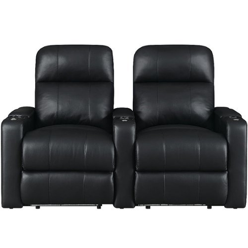 RowOne - Prestige Straight 2-Chair Leather Power Recline Home Theater Seating - Black