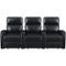 RowOne - Galaxy II: Straight 3-Chair Leatheraire Power Recline Home Theater Seating - Black-Front_Standard