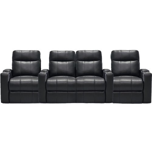 RowOne - Prestige Straight 4-Chair Row with Loveseat Leather Power Recline Home Theater Seating - Black