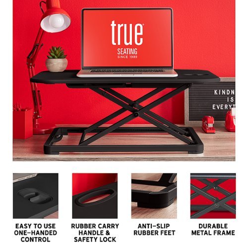 True Seating - Ergo Height Adjustable Laptop Riser Stand - Black