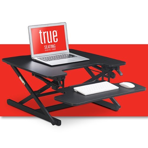 True Seating - Ergo Height Adjustable Standing Desk Converter, Small - Black