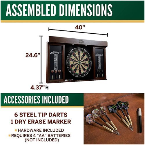 Thornton - Wood Dartboard LED Display Cabinet With 18” Bristle Dartboard and Steel Tip Dart Set - Black/Brown-Alt_View_Standard_16 