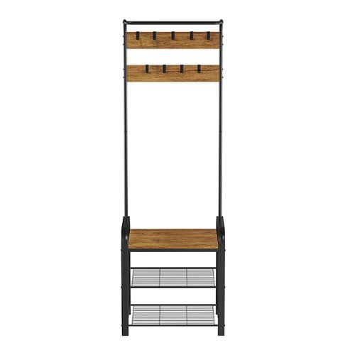 Hastings Home - Entryway Coat Rack and Shoe Bench - Black-Alt_View_Standard_17 