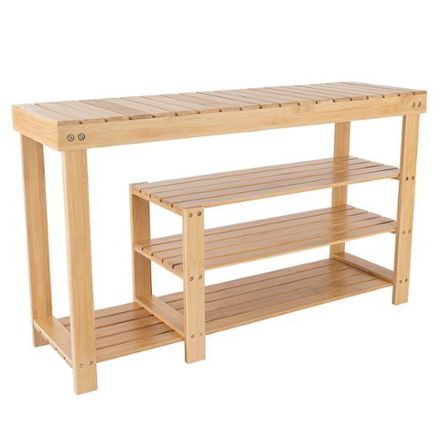 Hastings Home - Shoe and Boot Rack Bench with 3 Tiers-Natural Wood Seat Storage and Organization - Bamboo-Alt_View_Standard_17 