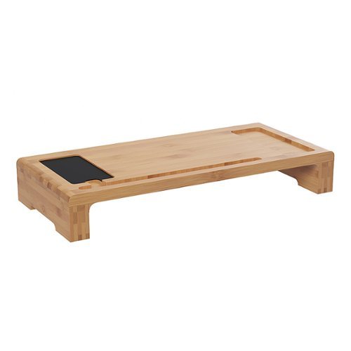 Hastings Home - Monitor Stand- Computer Desk Organizer and Laptop Riser in Natural Wood Finish - Bamboo-Alt_View_Standard_15 