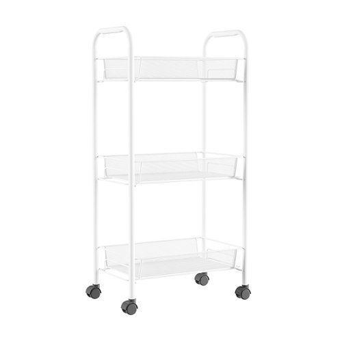Hastings Home - 3-Tiered Narrow Rolling Storage Shelves - Mobile Space Saving Utility Organizer Cart - White-Alt_View_Standard_18 