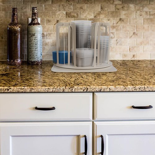 Hastings Home - Storage Container Carousel Organizer Rotating Cabinet and Pantry Stackable BPA Free Food Bowl and Lid Rack System - Beige-Alt_View_Standard_16 