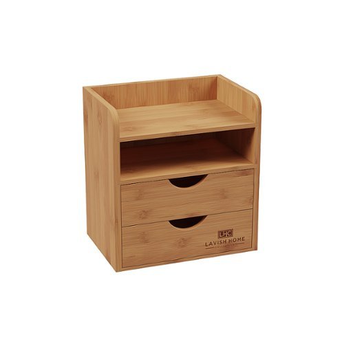 Hastings Home - 4-Tier Desk Organizer - Wooden Office Supply Storage Accessory with Drawers and Natural Finish - Bamboo-Alt_View_Standard_16 