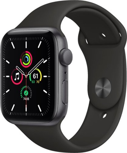Geek Squad Certified Refurbished Apple Watch SE (GPS) 44mm Aluminum Case with Black Sport Band - Space Gray