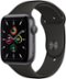 Geek Squad Certified Refurbished Apple Watch SE (1st Generation, GPS) 44mm Aluminum Case with Black Sport Band - Space Gray-Front_Standard 