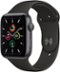 Geek Squad Certified Refurbished Apple Watch SE (GPS) 44mm Aluminum Case with Black Sport Band - Space Gray - (2020)-Front_Standard