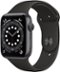 Apple Geek Squad Certified Refurbished Watch Series 6 (GPS) 44mm Aluminum Case with Black Sport Band - Space Gray - (2020)-Front_Standard